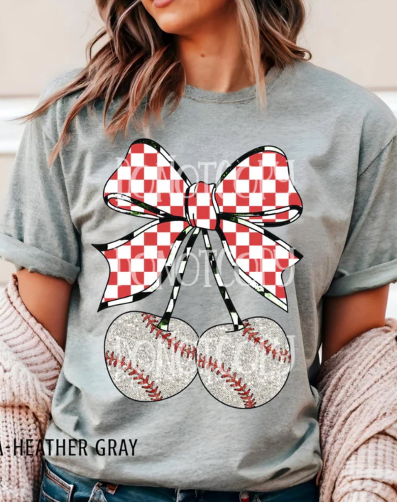 Sports Cherries checker bow Tee/Sweatshirt