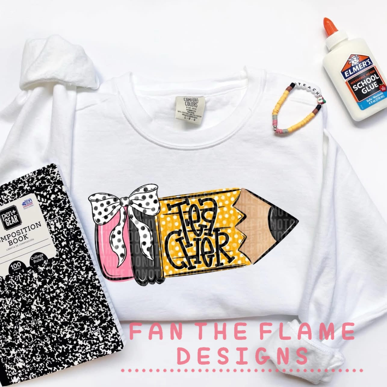 Pencil with bow/hat tee/tank