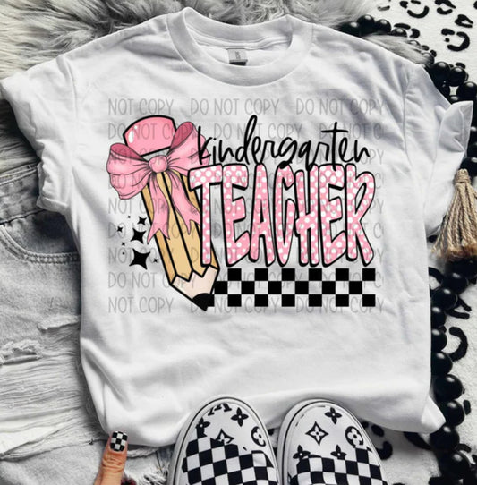 Teacher pink with polka dots tee/sweatshirt