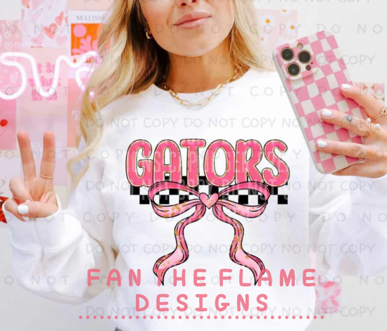 Team pink and gold with bow tee/sweatshirt