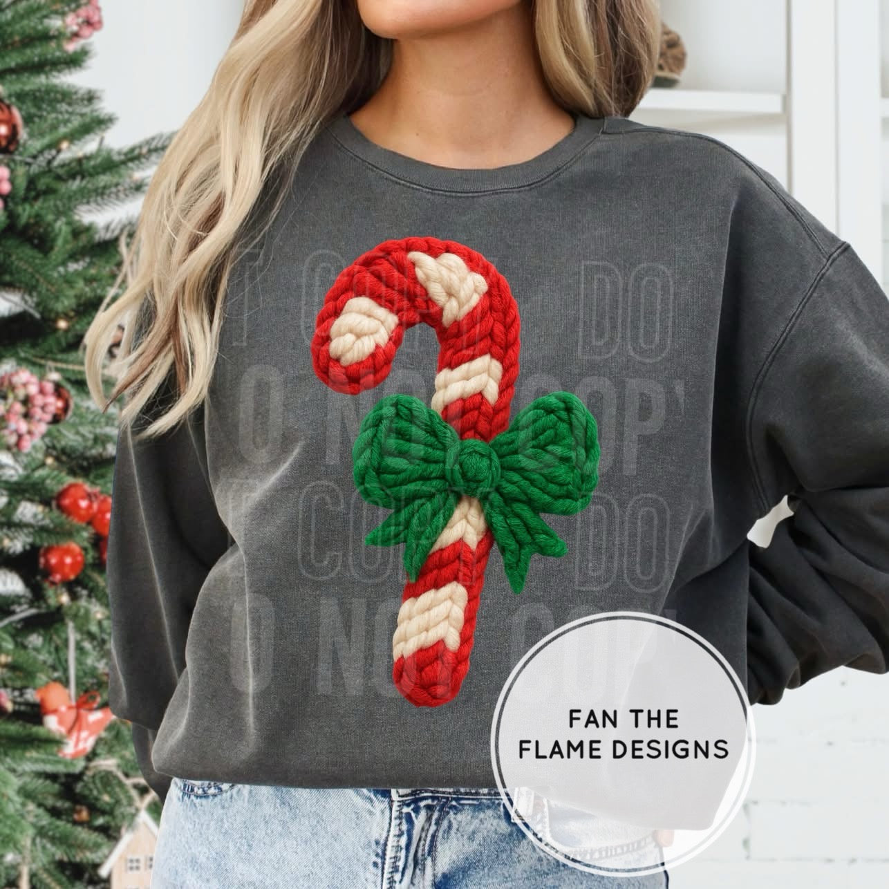 Faux Yarn Candy Cane Short/Long/Sweatshirt