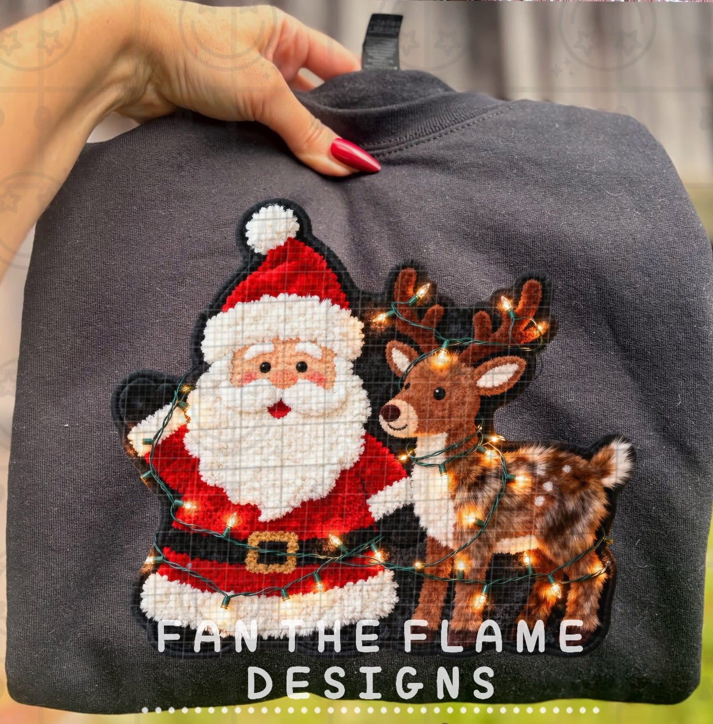 Santa Reindeer Faux light up Tee/Sweatshirt