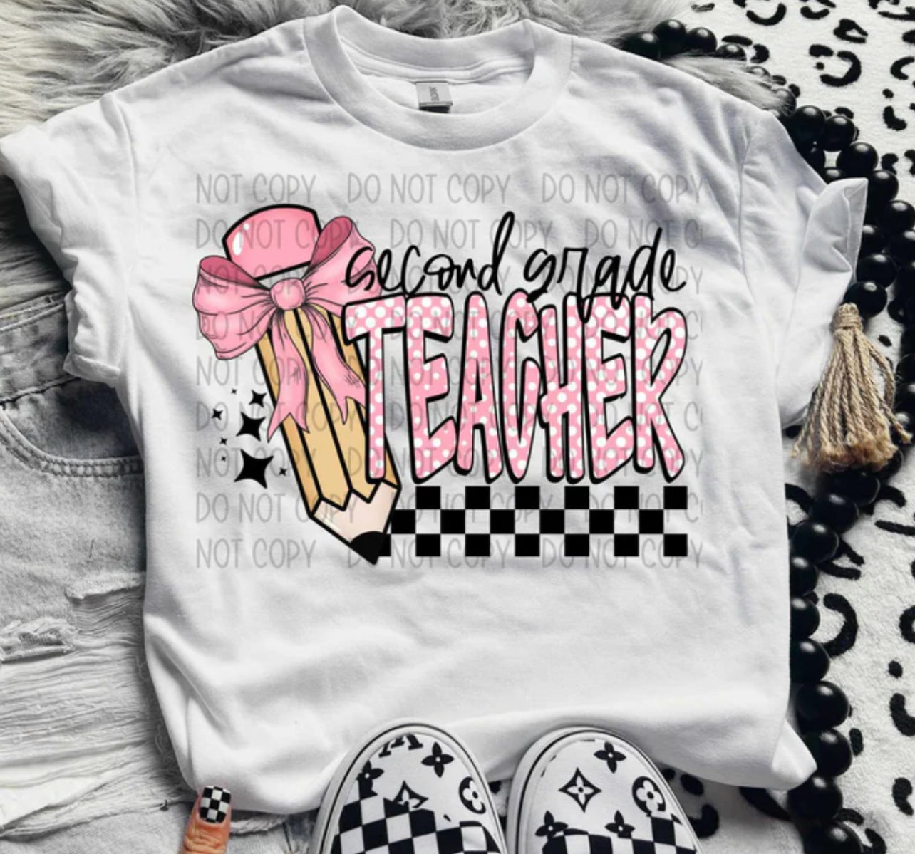 Teacher pink with polka dots tee/sweatshirt