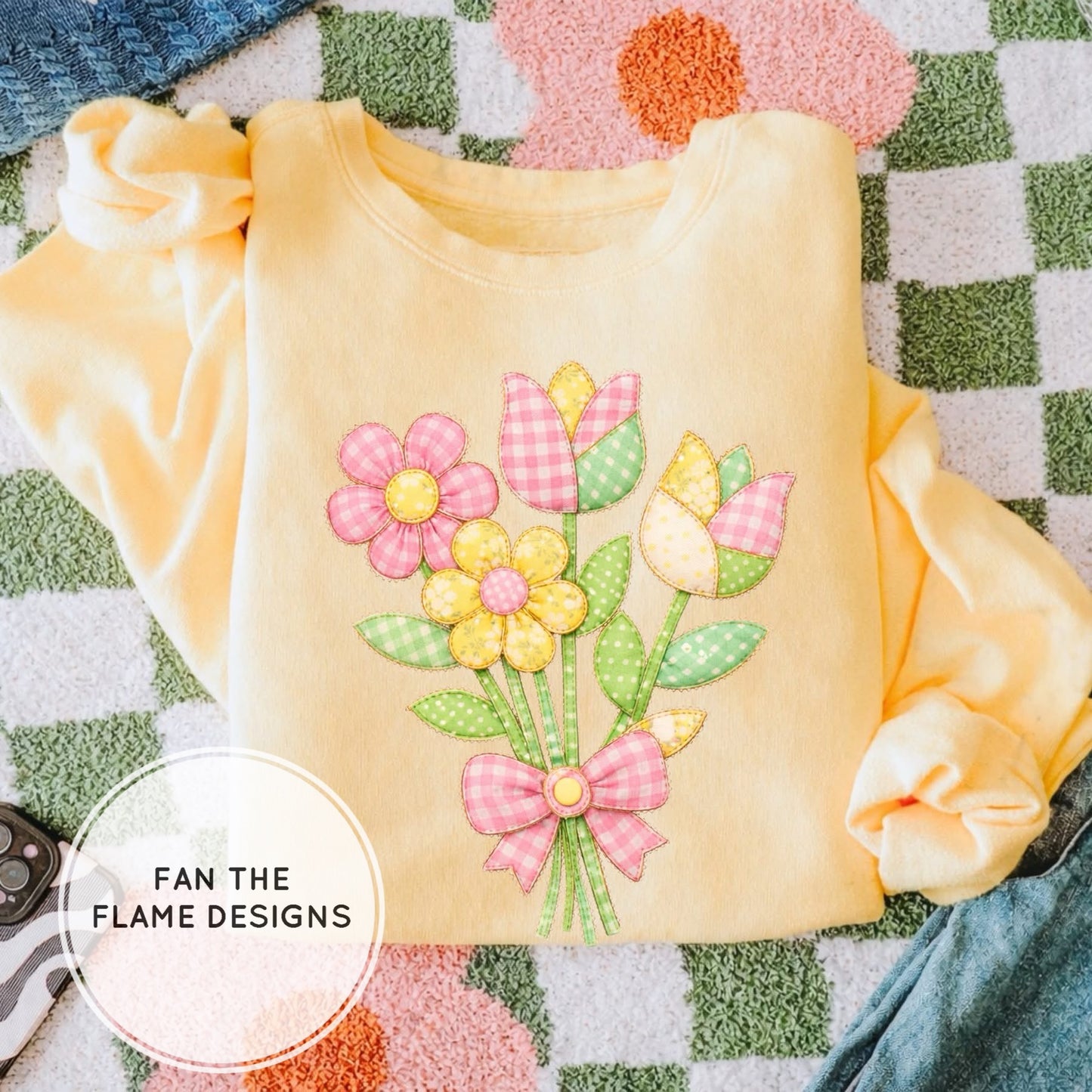 Quilted Style Spring Tone Patchwork Short/Long/Sweatshirt