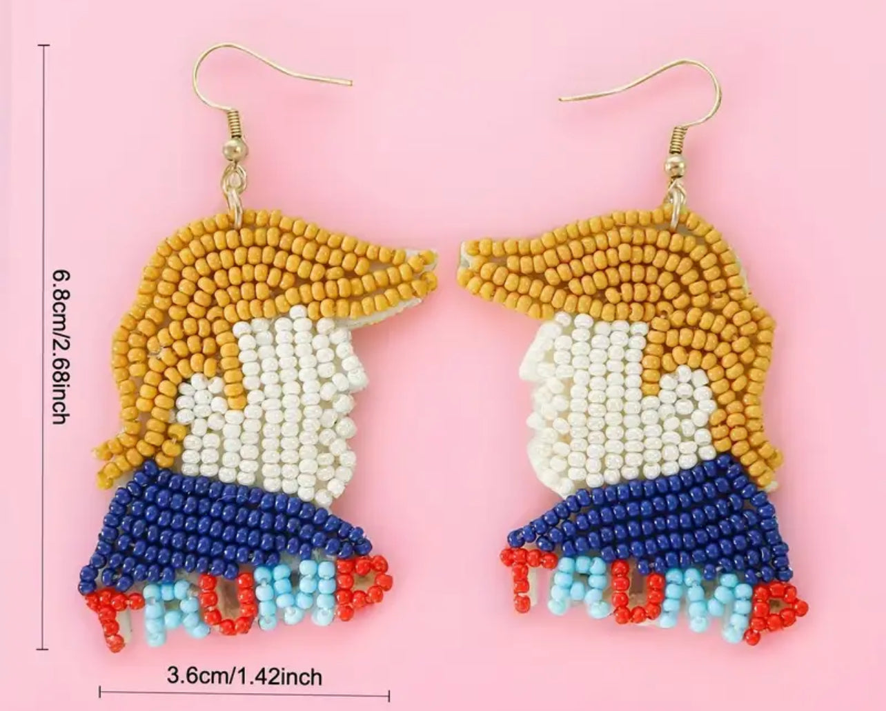 Beaded Trump Dangle Earrings