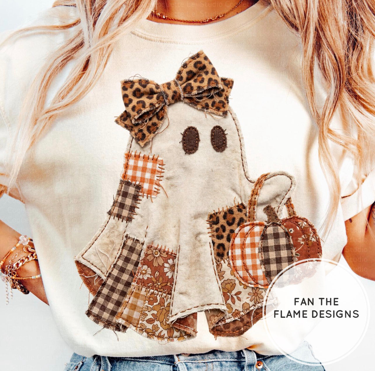 Patchwork Ghost with bow