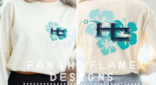 HC Hawaiian teal Flowers Tee/Sweatshirt