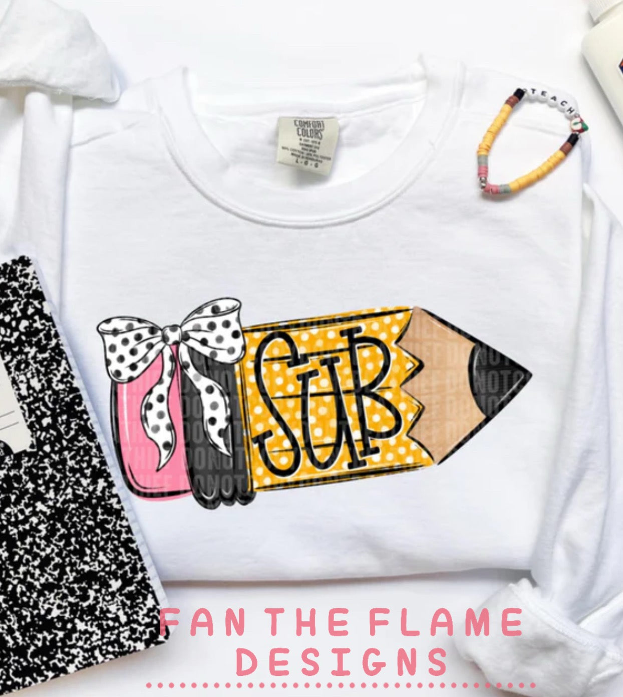 Pencil with bow/hat tee/tank