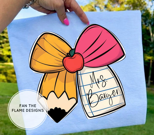 Personalized Teacher Bow Short/Long/Sweatshirt