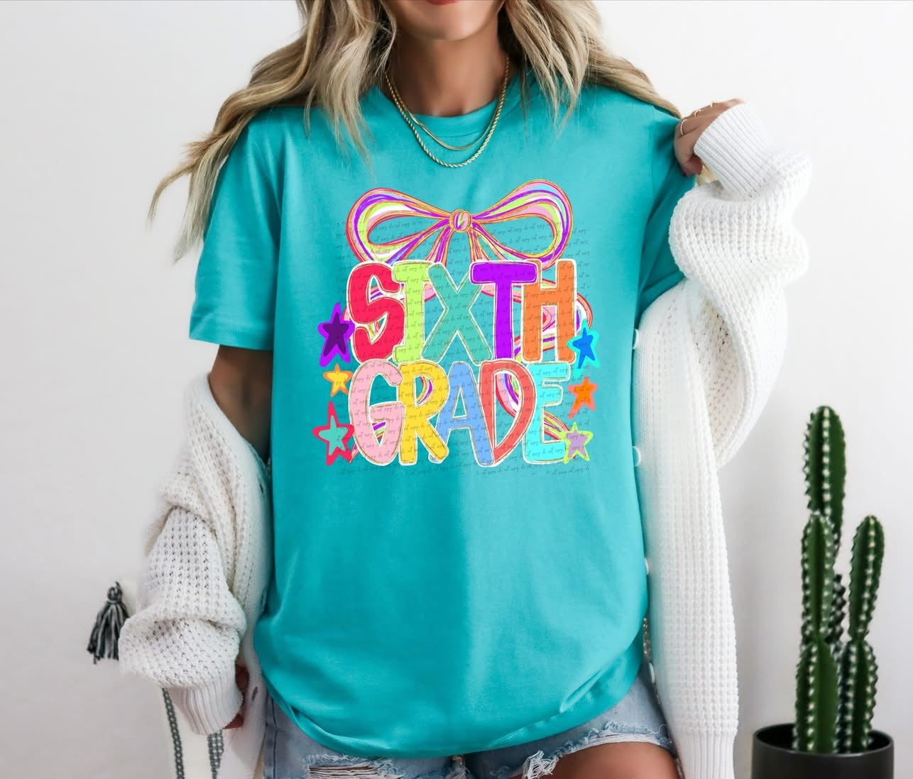 Grade Levels colorful with bow tee/tank