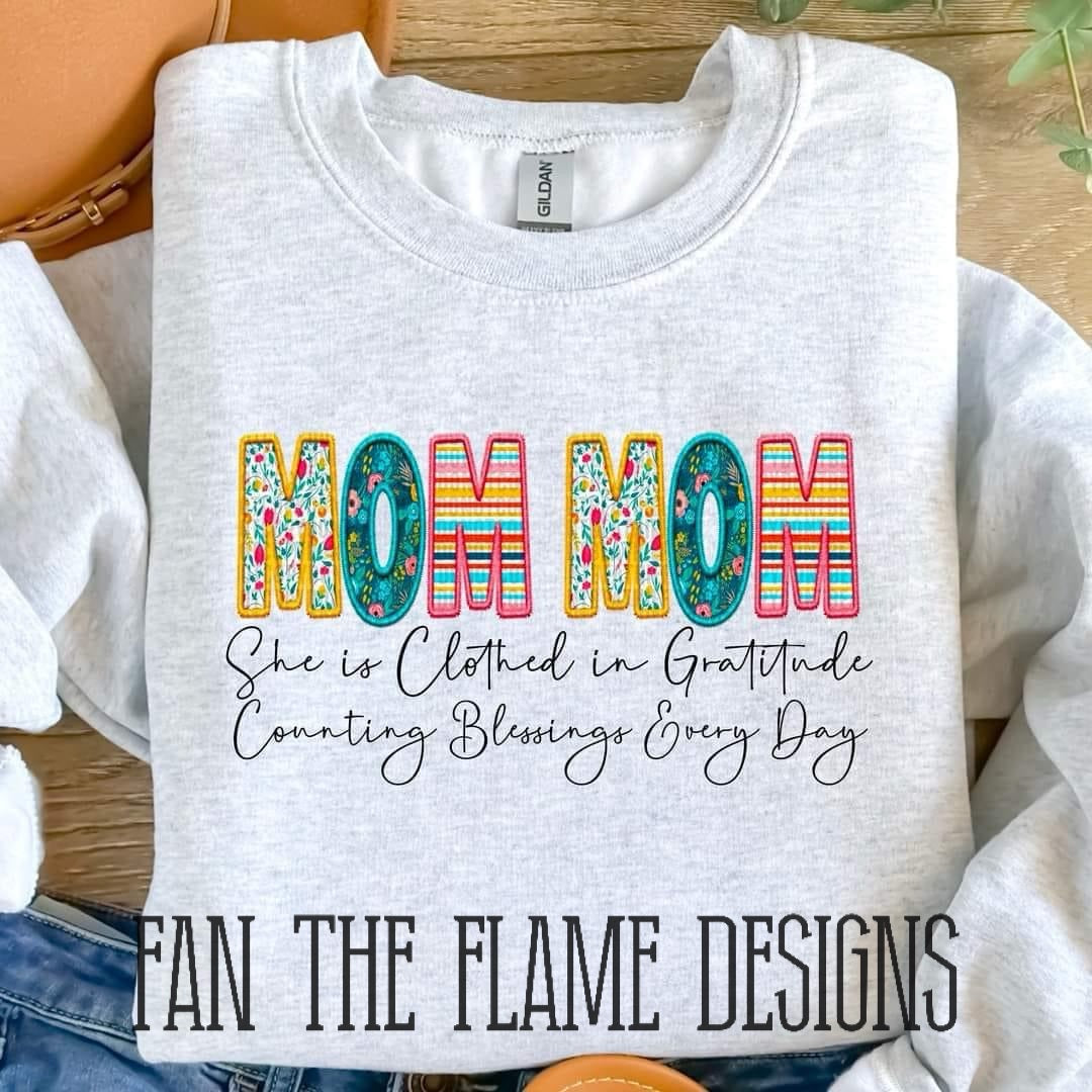 She is Clothed - patterned faux embroidery tee/sweatshirt