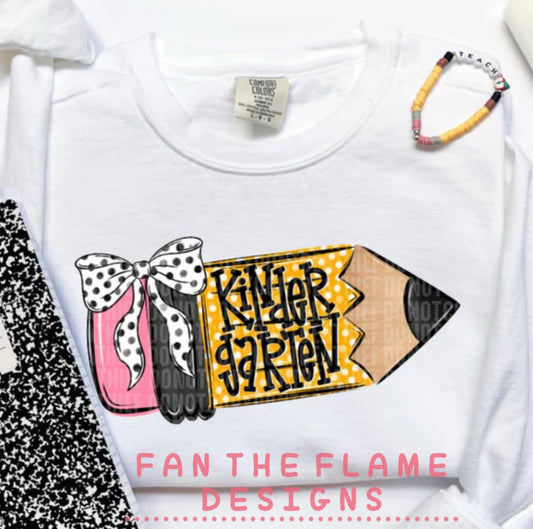 Pencil with bow/hat tee/tank