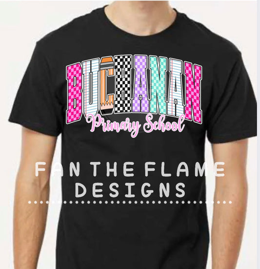 Buchanan Primary School Pencil Font DTF Print