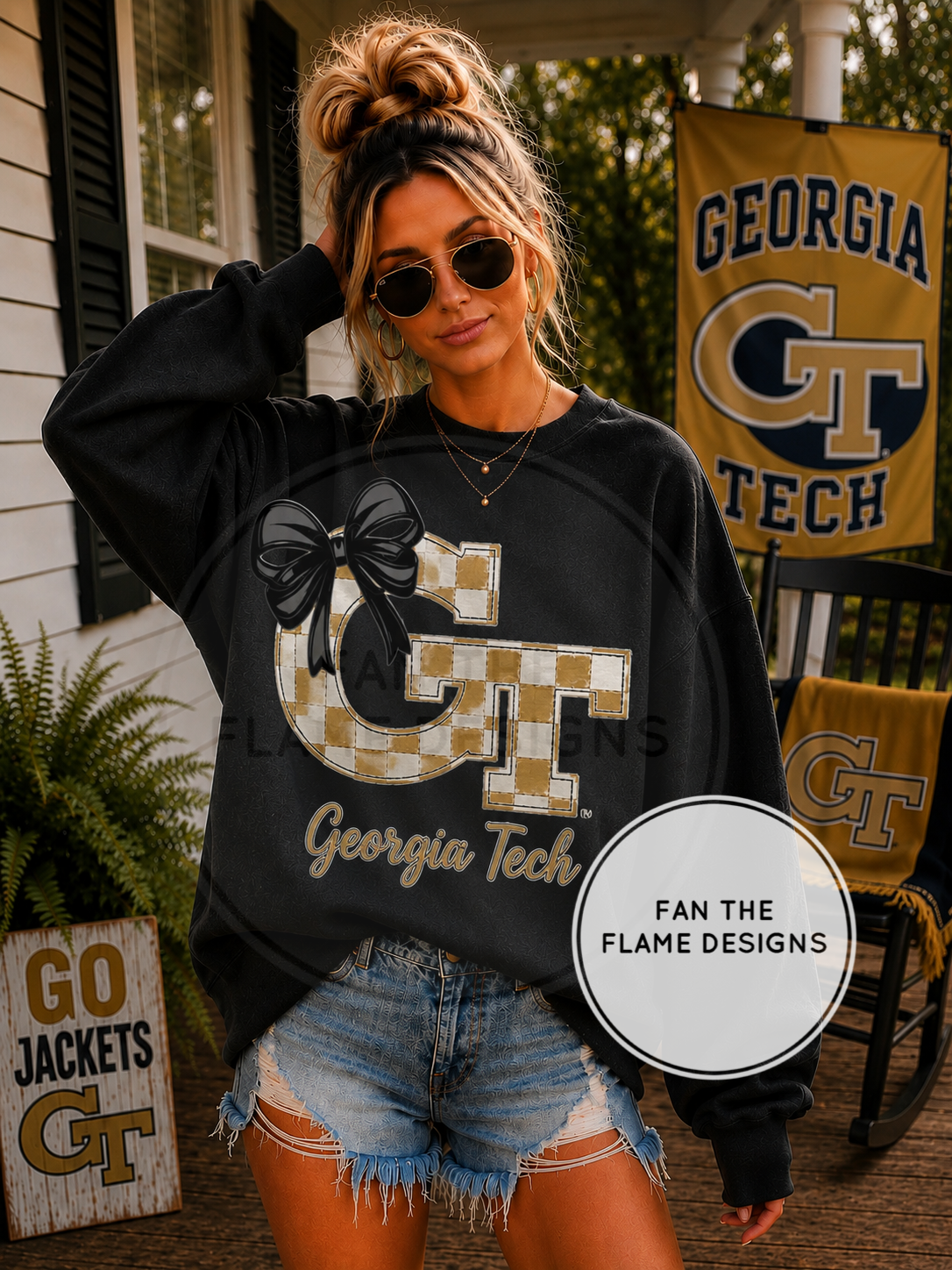 Georgia Tech Checkerboard with Bow