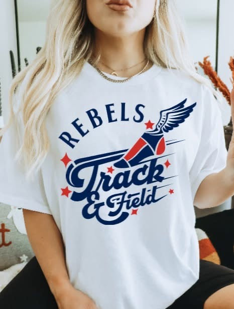 REBELS track and field tee/sweatshirt