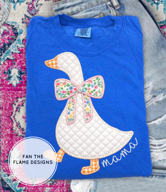 Quilted Mama Goose with baby goslings