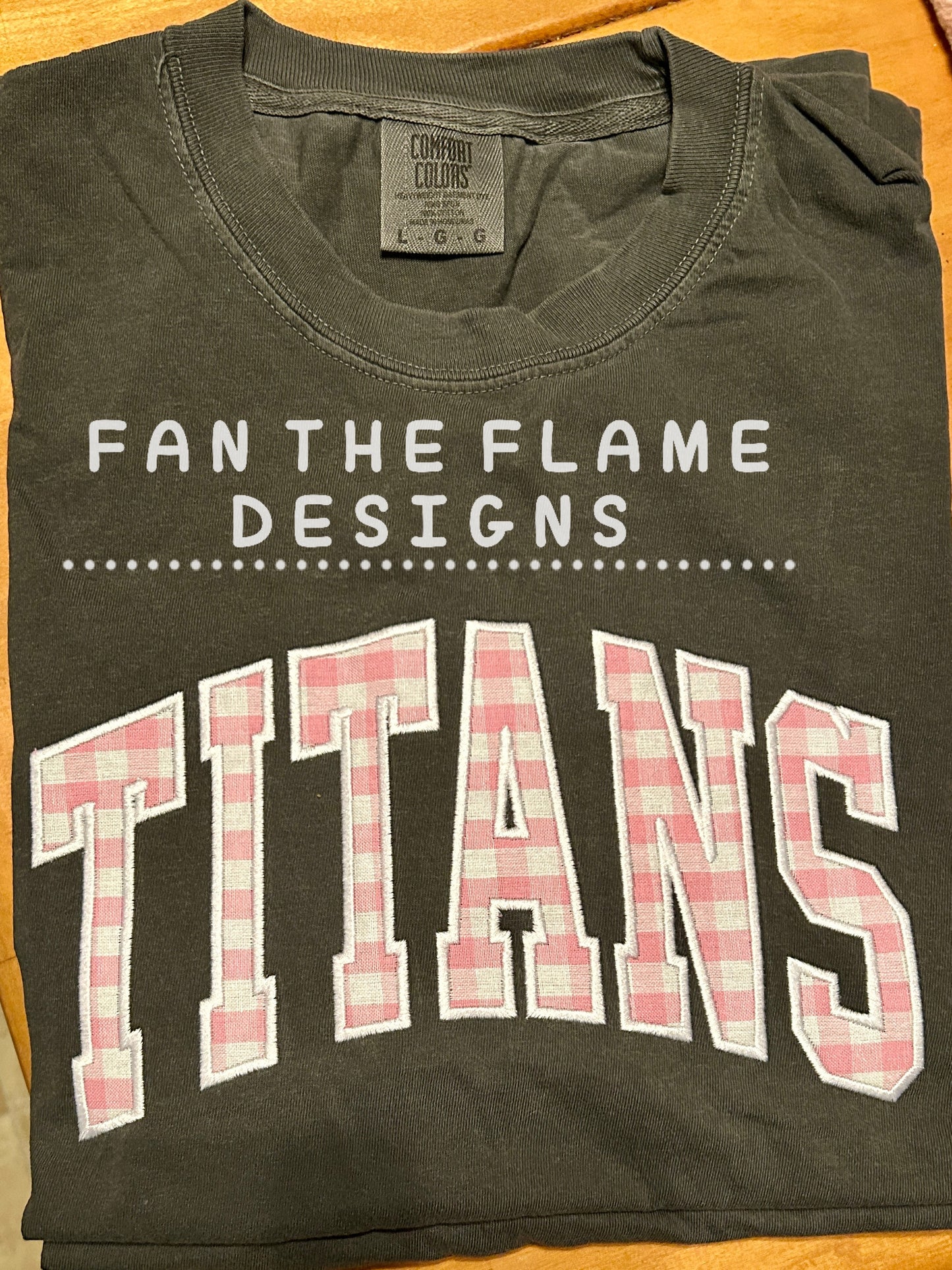 Pink Gingham Embroidered Comfort Color Tee