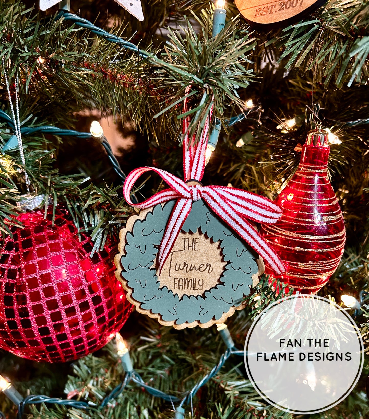 Personalized Family Wreath Ornament