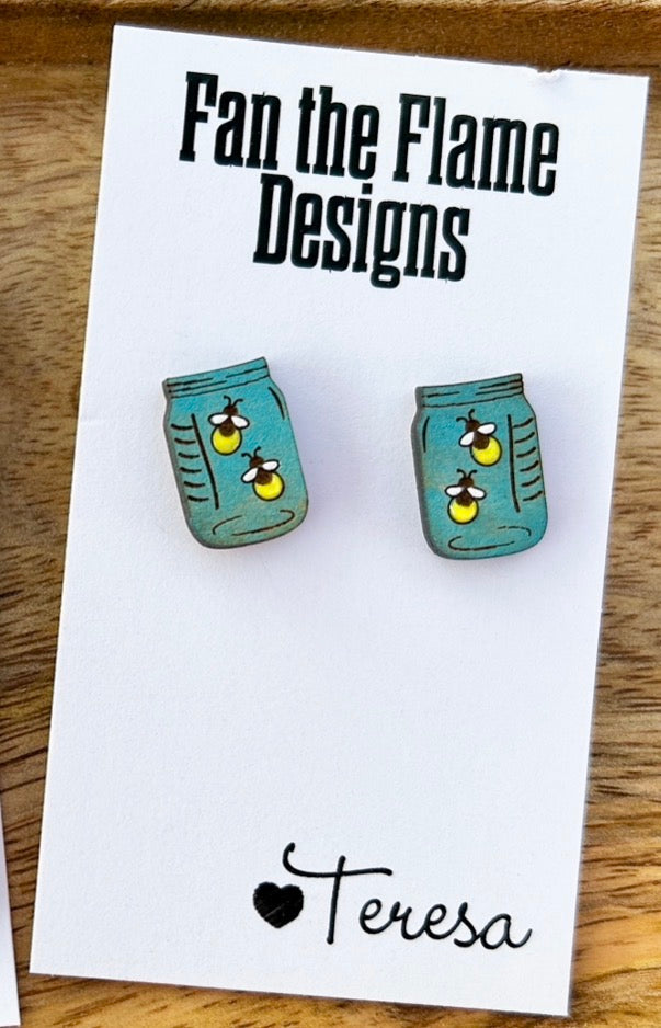 Lightning Bug Wooden Earrings
