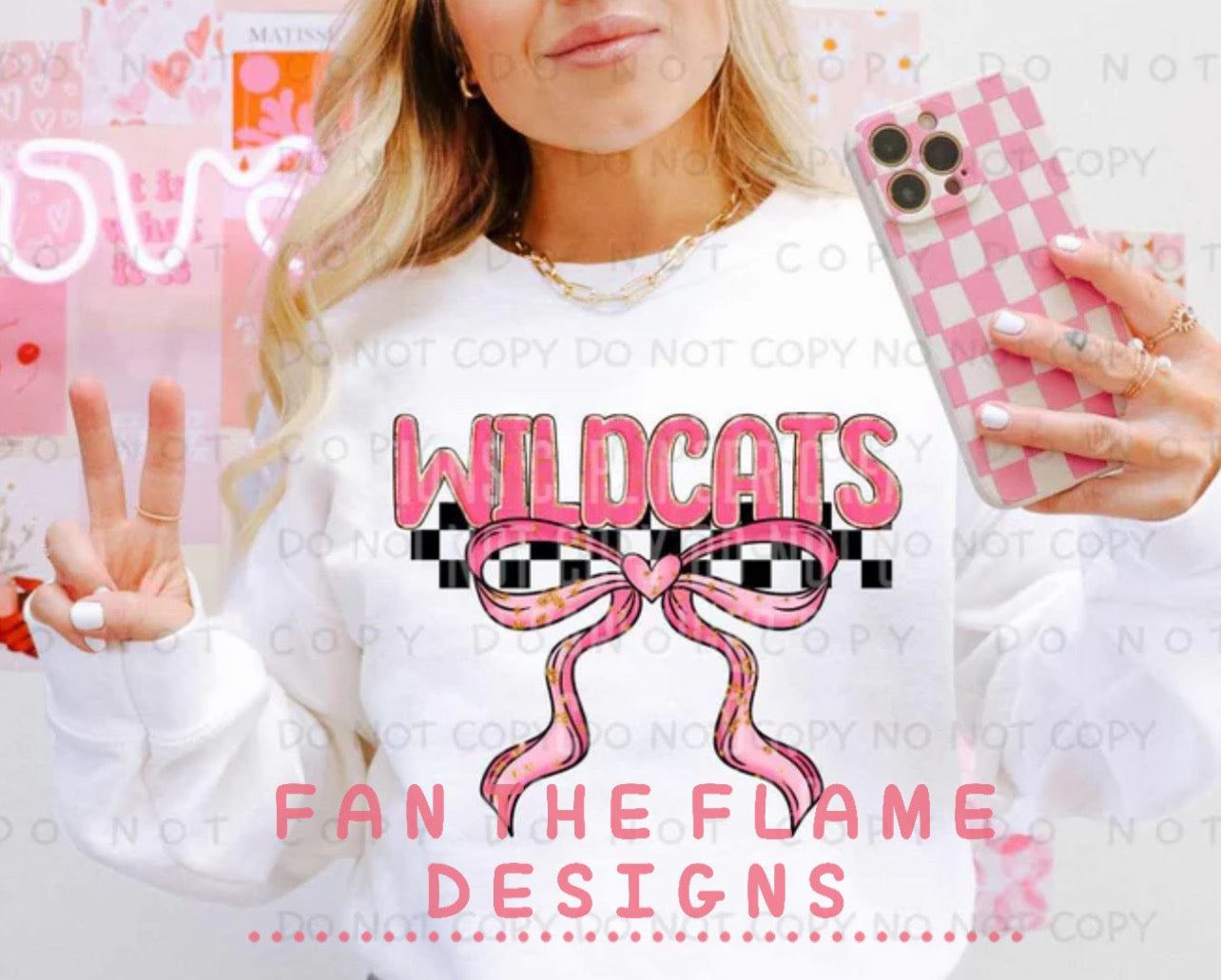 Team pink and gold with bow tee/sweatshirt