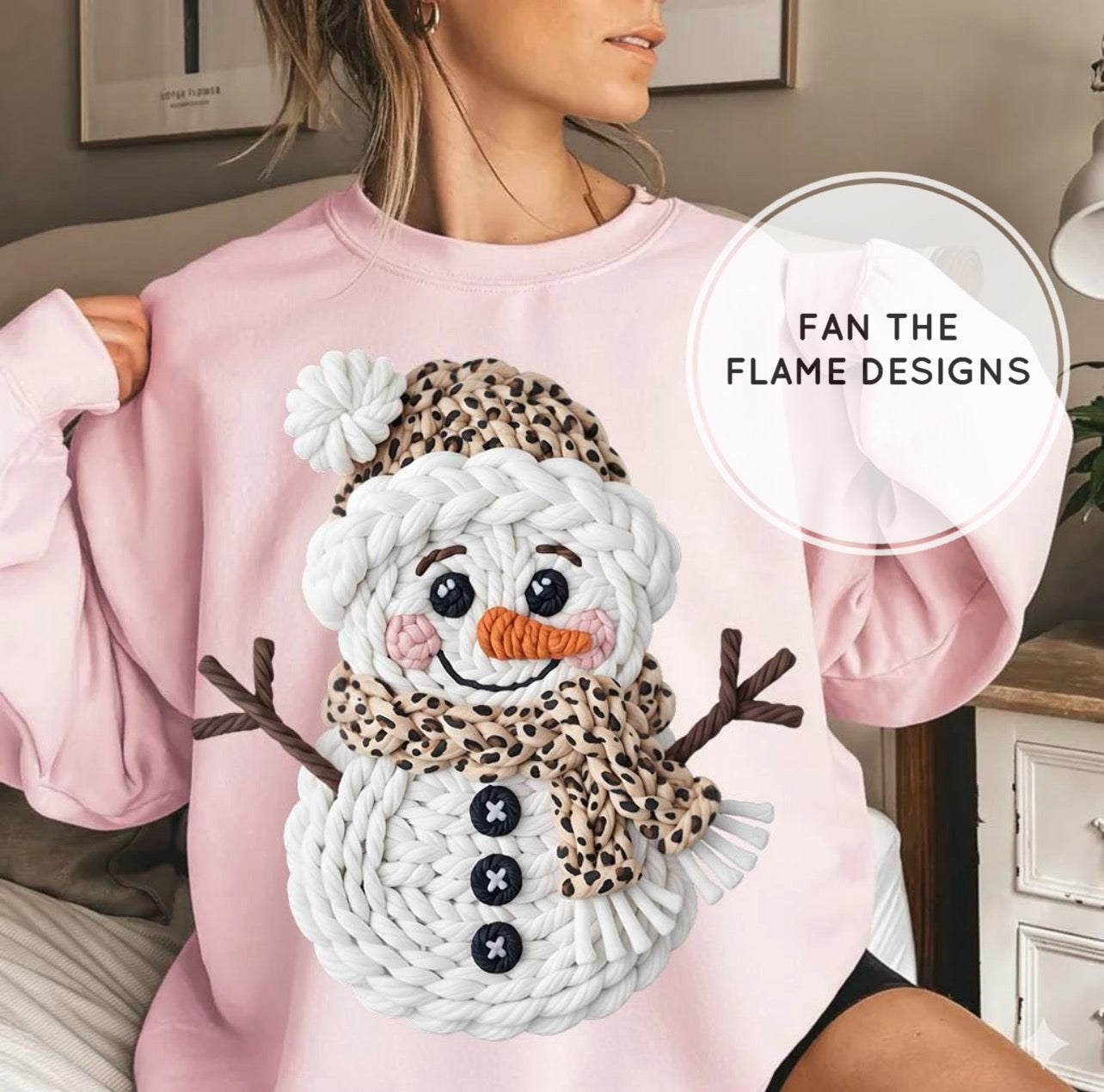 Leopard Snowman faux yarn Short/Long/Sweatshirt
