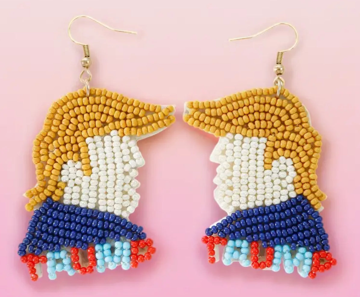 Beaded Trump Dangle Earrings