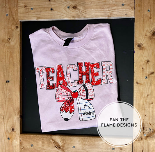 Personalized School Valentine Bow Short/Long/Sweatshirt