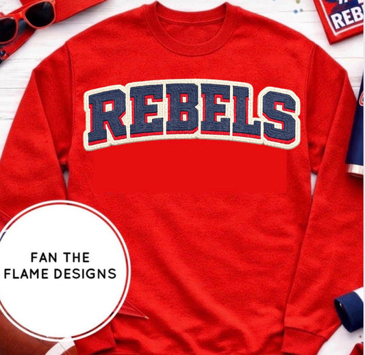 Rebels Varsity Faux Chenille Short/Long/Sweatshirt