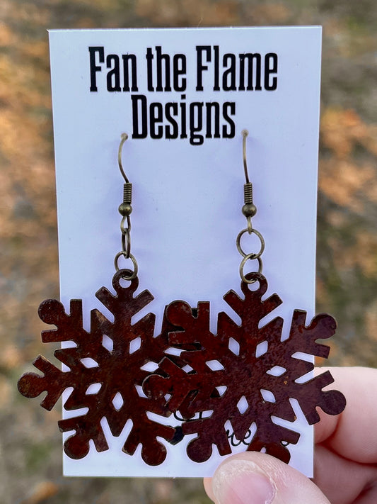 Metal Handmade Snowflake Dangle Earrings