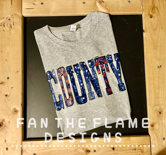 Checkered Glitter County Mascot tee/sweatshirt