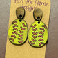 Handmade Distressed Softball dangle earring