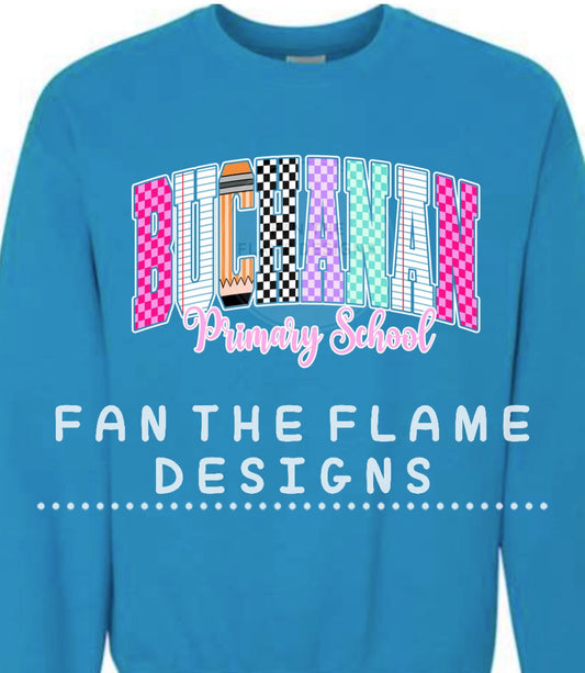 Buchanan Primary School Pencil Font DTF Print