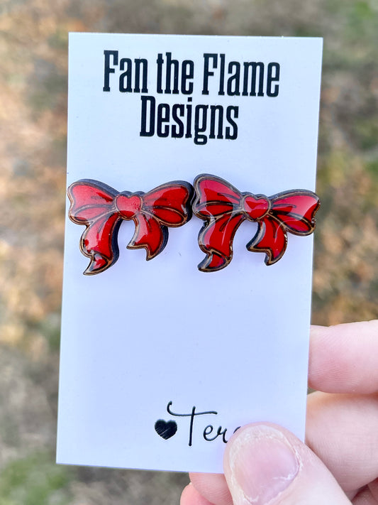 Heart Bow Stud Earrings