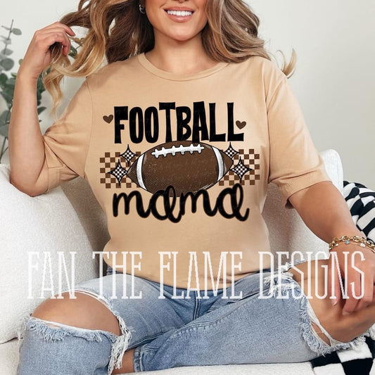 Football Mama Brown Checkered tee