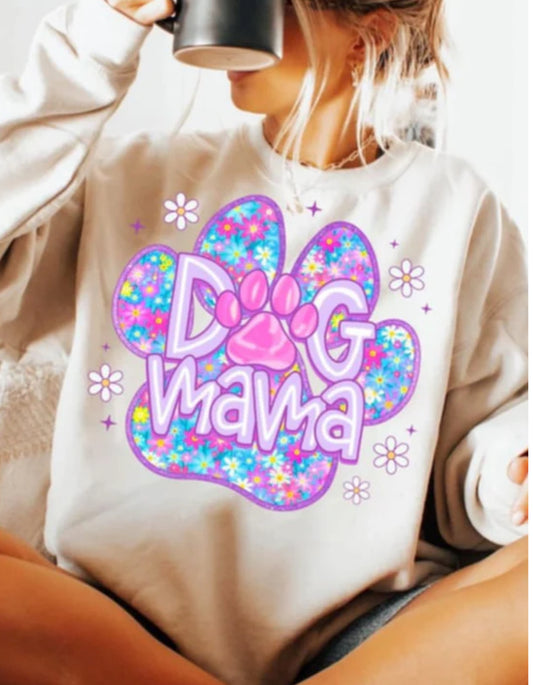 Dog mama floral filled paw Tee/Sweatshirt
