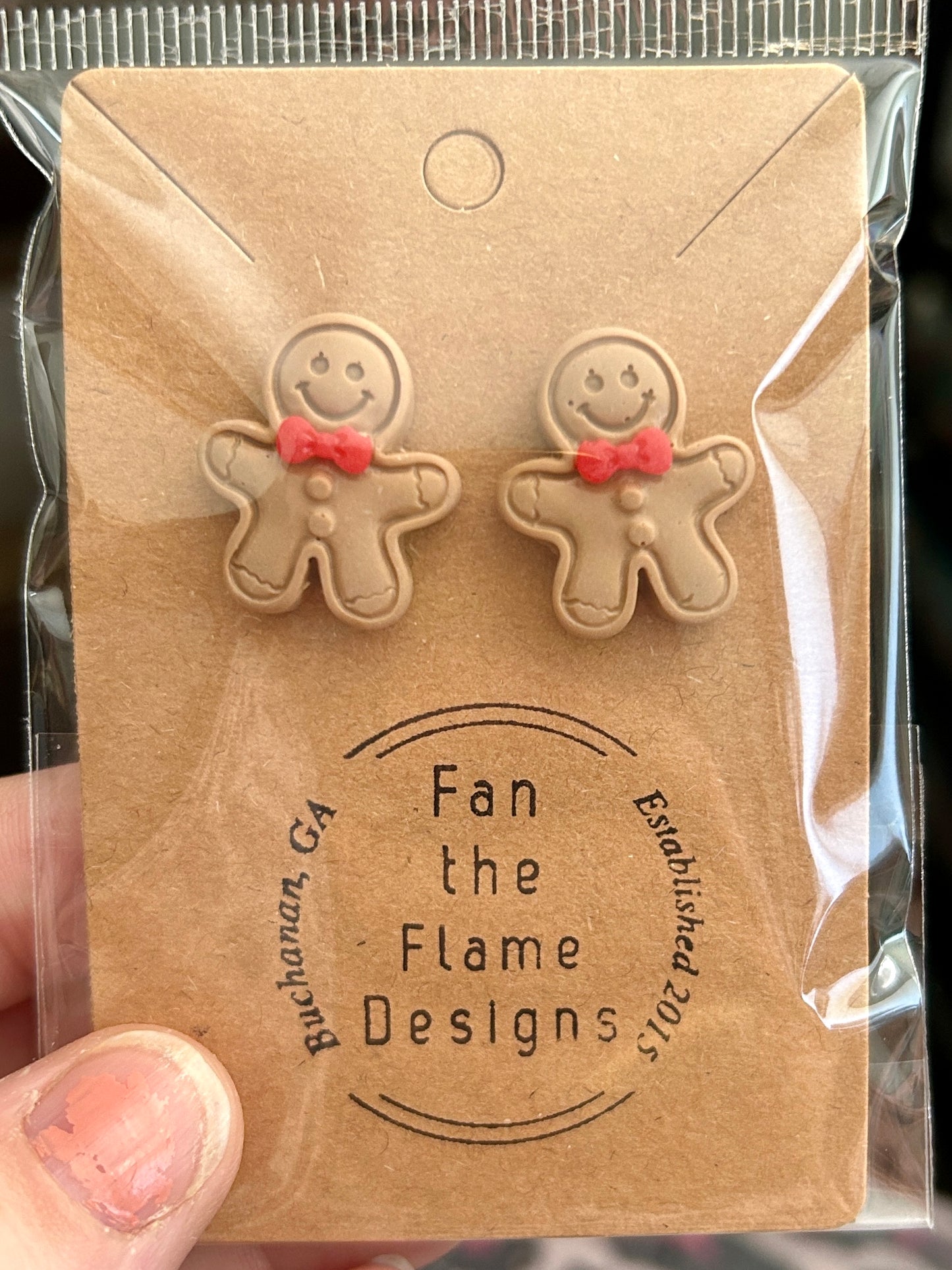 Gingerbread Handmade Stud Earrings