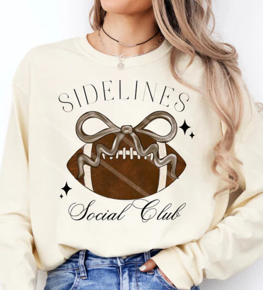 Sidelines Social Club football bow Tee/Sweatshirt