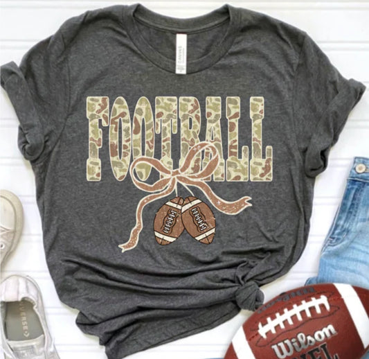 Football camo with bow Tee/Sweatshirt