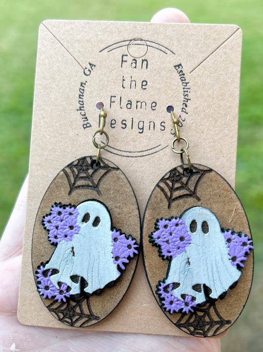 Flowery Ghost Handmade Dangle Earrings