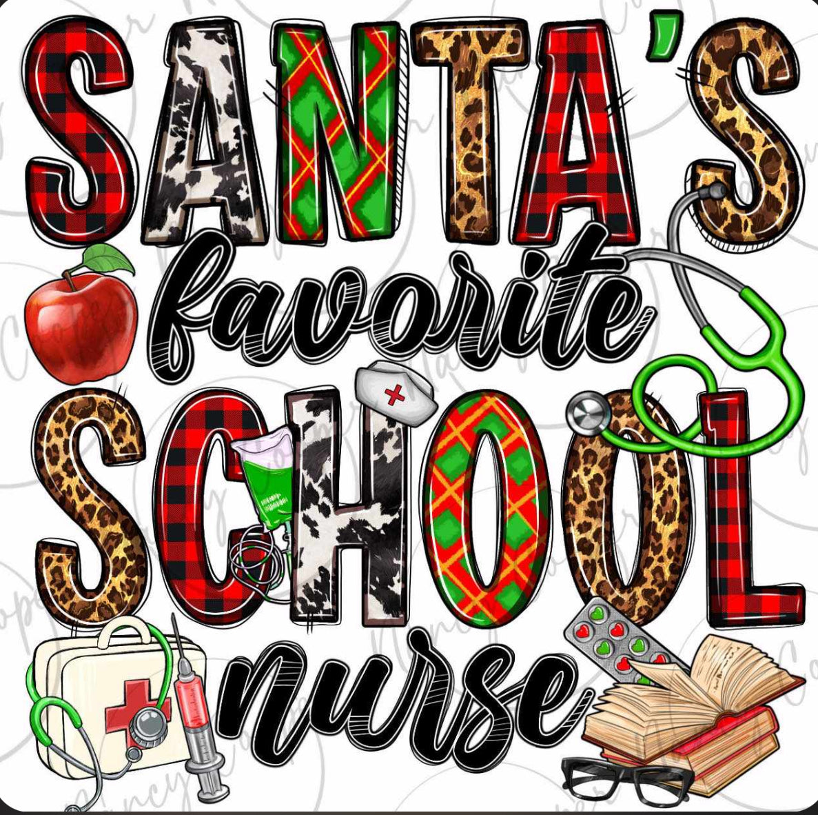 Santas Favorite School Nurse Short/Long Tee or Sweatshirt