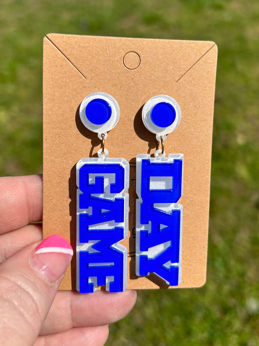 Royal Blue Game Day Dangle Earrings