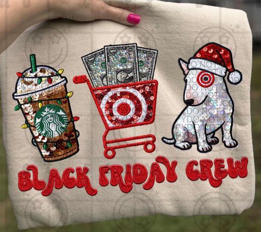 Black Friday Crew Faux Sequin Faux Embroidery Short/Long/Sweatshirt