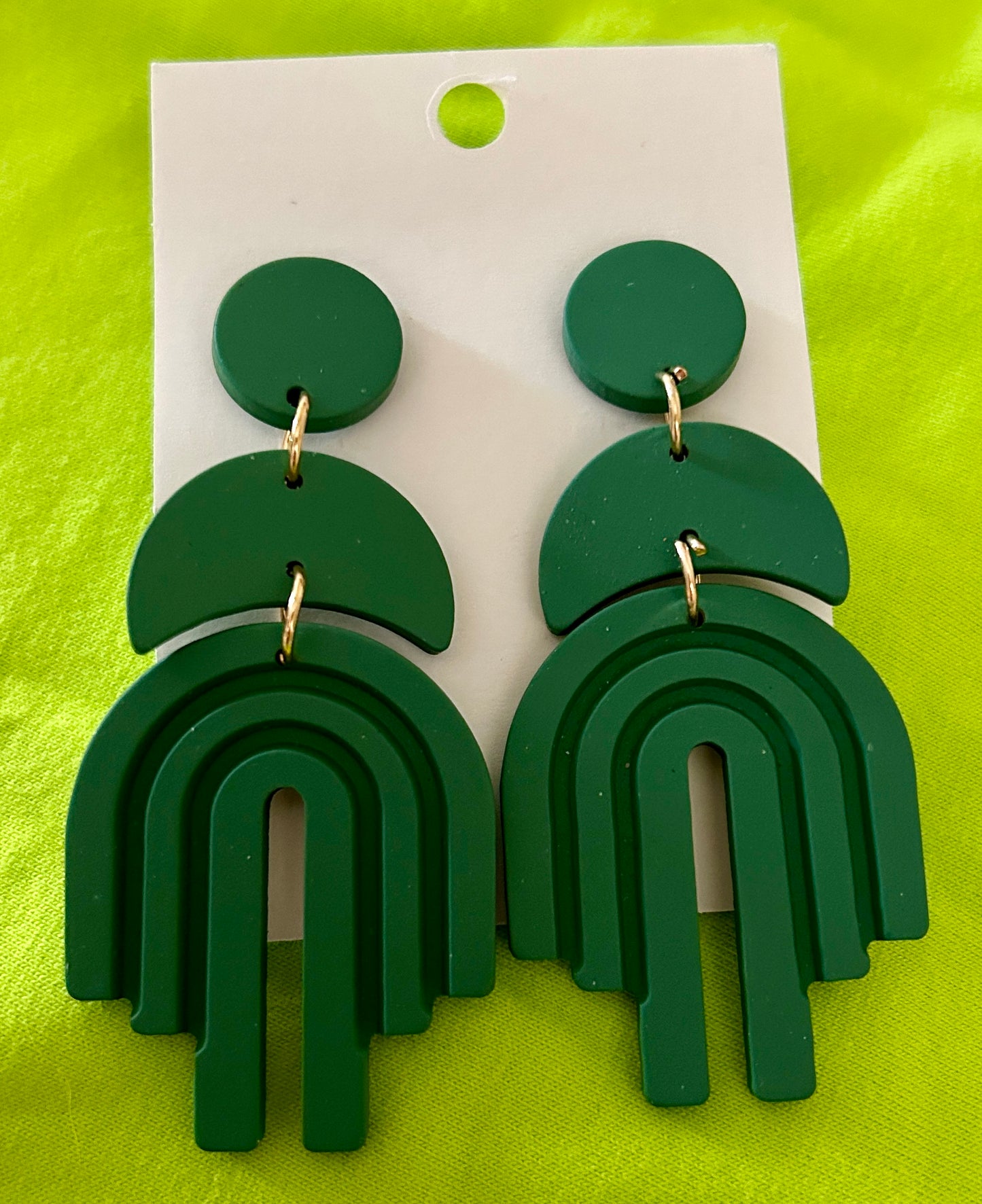 Green Clay Dangle Earrings