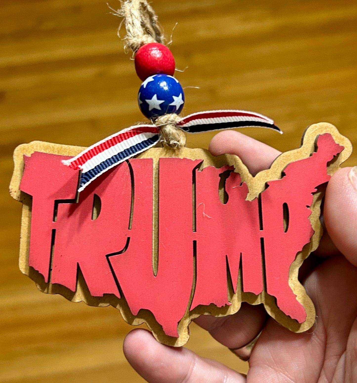 Trump United States Wooden Car Charm/Ornament