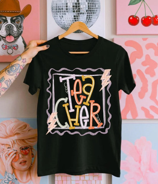 Teacher doodle stamp tee/tank