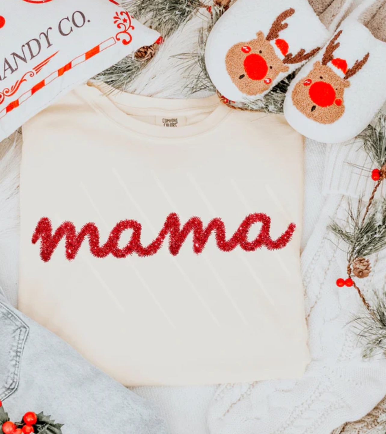 Red Mama tinsel Tee/Sweatshirt