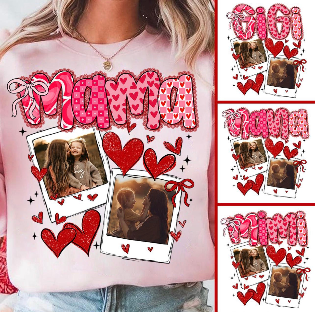Personalized Preppy Valentine Mama/Nana/Gigi/Mimi Short/Long/Sweatshirt