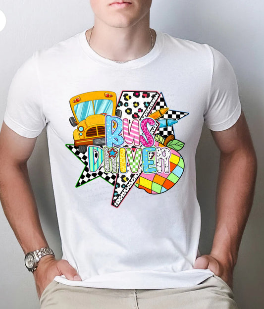 Bus Driver Lightning Bolt Collage Tee/Sweatshirt