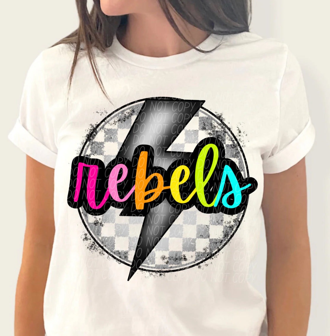 Rebels Bright Colors Font lightning bolt circle tee/sweatshirt