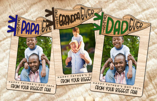 Best Dad/Papa/Grandpa Ever Wooden Photo Frame Magnet